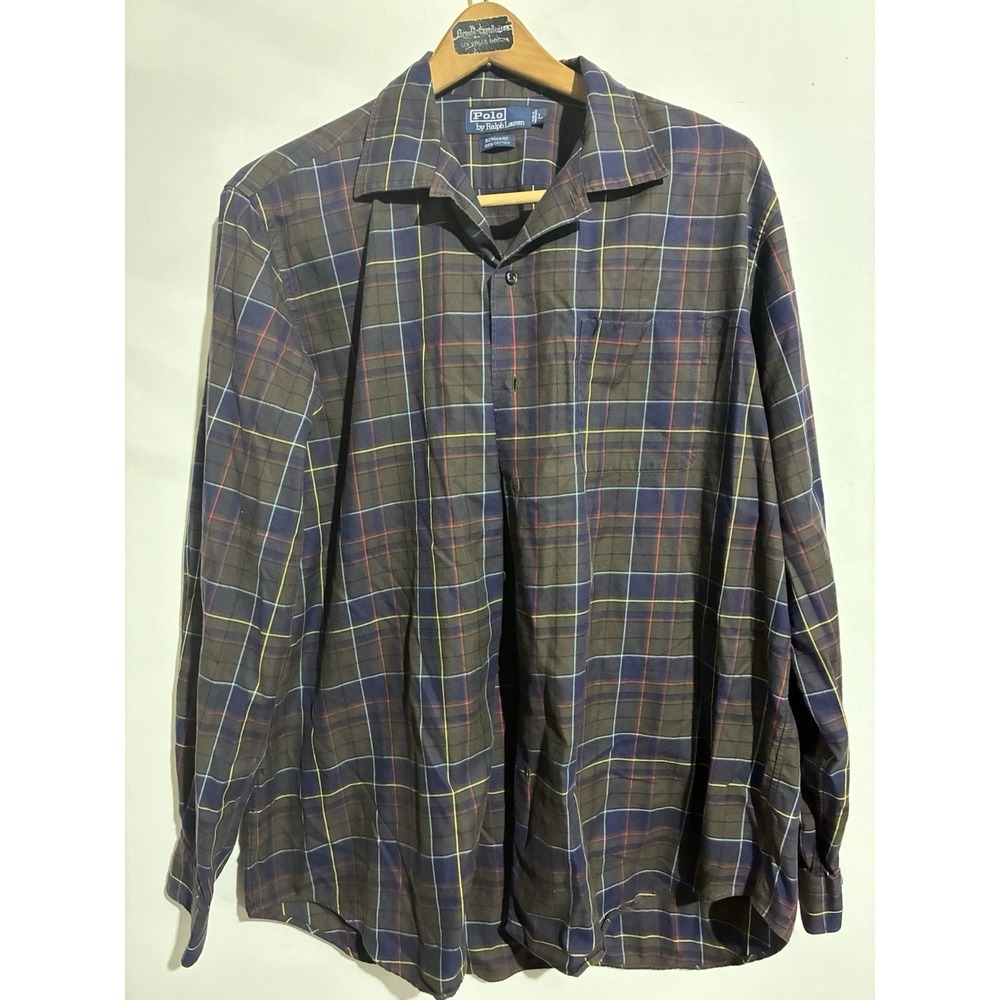 Polo By Ralph Lauren Plaid Colorful Flannel Shirt Mens Large Casual